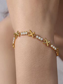 AQUASTREET - Trio Zircon X Chain Bracelet 18K Plated Waterproof Anti-Tarnish