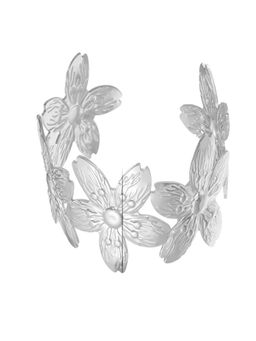 AQUASTREET - Adjustable Floral Cuff Bracelet 18K Plated Waterproof Anti-Tarnish Silver