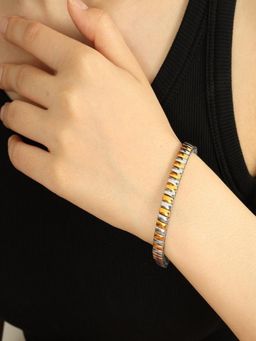 AQUASTREET - Two-Tone Elastic Bangle Bracelet 18K Plated Waterproof Anti-Tarnish
