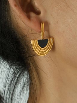 AQUASTREET - Black Semi Circle Earrings 18K Plated Waterproof Anti-Tarnish