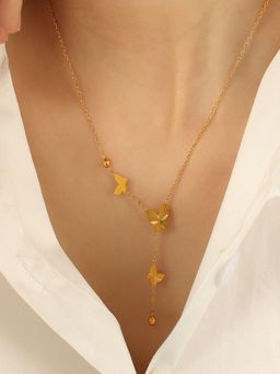 AQUASTREET - Butterfly Lariat Necklace 18K Plated Waterproof Anti-Tarnish