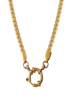 AQUASTREET - Linked Chain Necklace With A Open Clasp 18K Plated Waterproof Anti-Tarnish