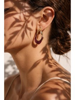 Niska - Vintage Style Geometric Drop Earrings Brown