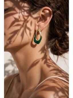 Niska - Vintage Style Geometric Enamel Alloy Earrings Green