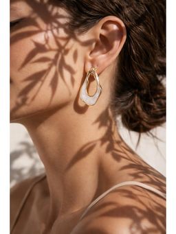 Niska - Vintage Style Geometric Enamel Alloy Earrings White