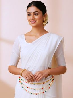 Accessher - Gold-Plated Red-Green Adjustable Kamarband Waist Chain Belly Belt