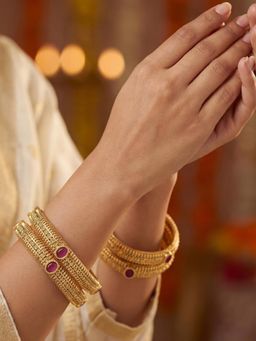 Kalakrith Milano - Women Kanchan Kada Bangles Pink (2.4)