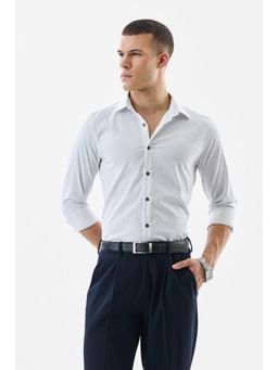 Snitch - Men White Stripes Slim Fit Formal Shirt