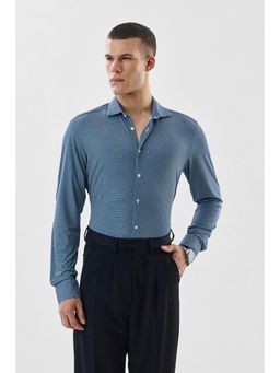 Snitch - Men Blue Checks Slim Fit Formal Shirt