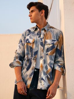 LOCOMOTIVE - Men Multi-Color Abstract Relaxed Fit Casual Shirt