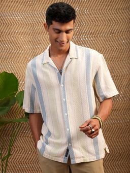 LOCOMOTIVE - Men Multi-Color Stripes Oversized Fit Casual Shirt