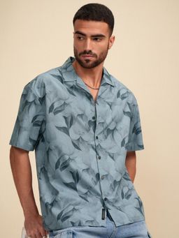 LOCOMOTIVE - Men Blue Floral Relaxed Fit Casual Shirt