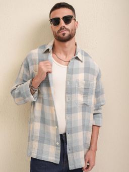 LOCOMOTIVE - Men Blue Checks Relaxed Fit Casual Shirt