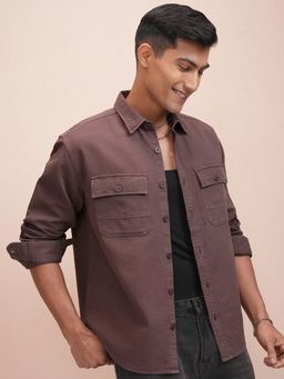 LOCOMOTIVE - Men Brown Solid Relaxed Fit Casual Shirt