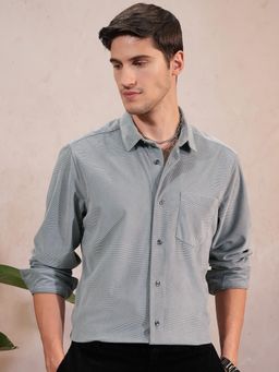 LOCOMOTIVE - Men Grey Textured Slim Fit Party Shirt