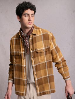LOCOMOTIVE - Men Brown Checks Relaxed Fit Casual Shirt