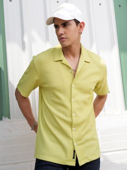 LOCOMOTIVE - Men Green Textured Relaxed Fit Casual Shirt