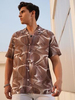 LOCOMOTIVE - Men Brown Printed Relaxed Fit Casual Shirt