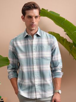 LOCOMOTIVE - Men Blue Checks Relaxed Fit Casual Shirt