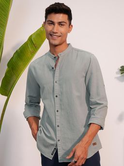 LOCOMOTIVE - Men Grey Solid Regular Fit Casual Shirt