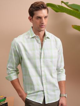 LOCOMOTIVE - Men Green Checks Relaxed Fit Casual Shirt