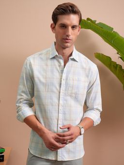 LOCOMOTIVE - Men Blue Checks Relaxed Fit Casual Shirt