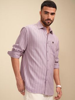 LOCOMOTIVE - Men Purple Stripes Relaxed Fit Casual Shirt