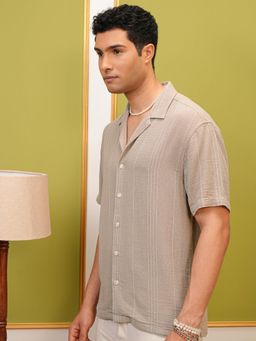 LOCOMOTIVE - Men Beige Stripes Relaxed Fit Casual Shirt