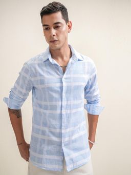LOCOMOTIVE - Men Blue Checks Regular Fit Casual Shirt
