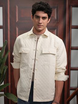 LOCOMOTIVE - Men Cream Checks Relaxed Fit Casual Shirt