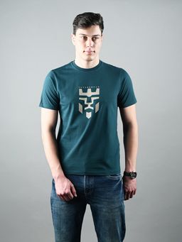 Louis Stitch - Men Cotton Teal Graphic Regular Fit T-Shirt