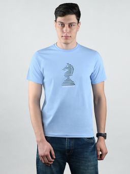 Louis Stitch - Men Cotton Light Blue Graphic Regular Fit T-Shirt