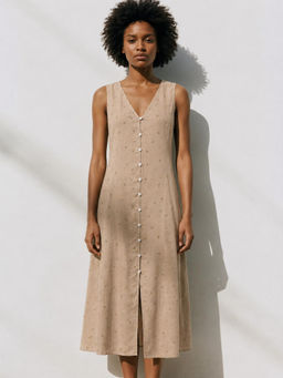 Scoup - Beige Sleeveless Printed Dress