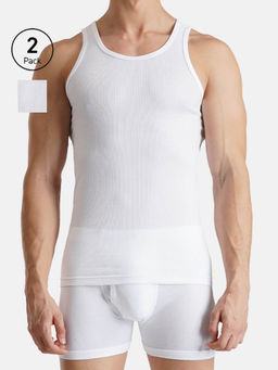 FCUK - Play Javelin Men'S White Sleeveless Vests (Pack of 2)