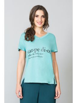 Van Heusen Woman Lingerie and Athleisure - Van Heusen Women V-Neck & Short Sleeve Lounge Top - Blue