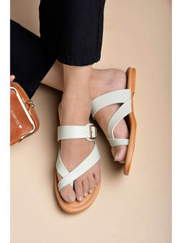 Shoetopia - Stylish Side Buckle Detailed Green Flats