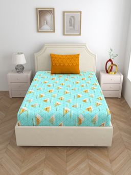 Home Ecstasy - Cotton Bedsheet with 1 Pillow Cover - Sea Green (Single)