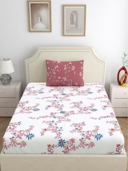 Home Ecstasy - Cotton Bedsheet with 1 Pillow Cover - Red (Single)