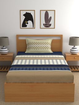 Home Ecstasy - Cotton Bedsheet with 1 Pillow Cover - Navy Blue (Single)