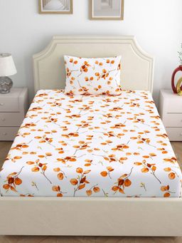 Home Ecstasy - Cotton Bedsheet with 1 Pillow Cover - White (Single)