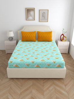 Home Ecstasy - Cotton Bedsheet with 2 Pillow Covers - Sea Green (Double)