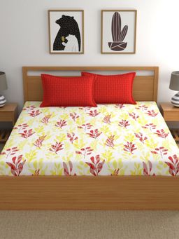 Home Ecstasy - Cotton Bedsheet with 2 Pillow Covers - Red (King)