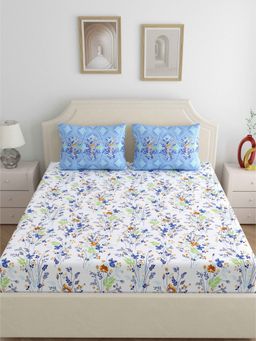 Dreamscape - Cotton Bedsheet with 2 Pillow Covers - White (King)