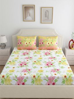 Dreamscape - Cotton Bedsheet with 2 Pillow Covers - Beige (King)