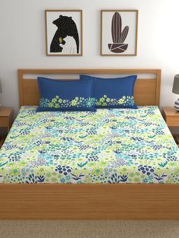 Home Ecstasy - Cotton Fitted Bedsheet with 2 Pillow Covers - Multi-Color (King)