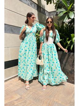 DIMPLE DESIGN STUDIO - Aqua Marine Cotton Maxi Dress