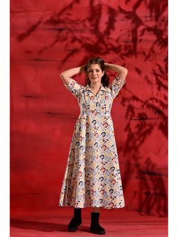 DIMPLE DESIGN STUDIO - Multi-Color Cotton Maxi Shirt Dress