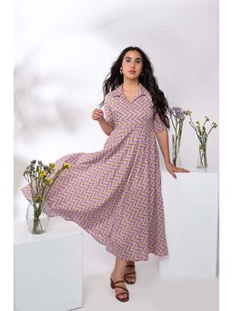 DIMPLE DESIGN STUDIO - Purple Striped Cotton Shirt Maxi Dress