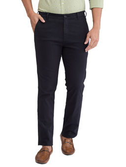 ColorPlus - Slim Fit Solid Navy Blue Casual Trouser