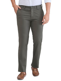 ColorPlus - Slim Fit Solid Dark Green Casual Trouser